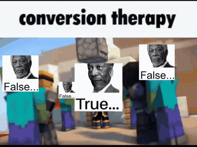 A Conversion Therapy Meme With A Picture Of Morgan Freeman On It GIF