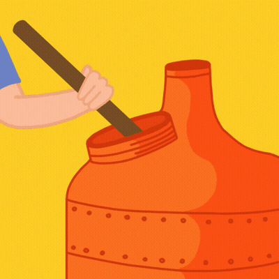 A Conveyor Belt With Four Bottles On It With A Label That Says " Wheat " GIF