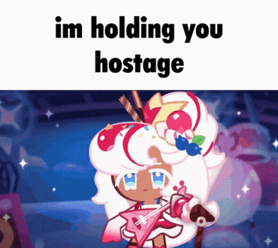 A Cookie Run Character Is Holding A Guitar And Says Im Holding You Hostage . GIF