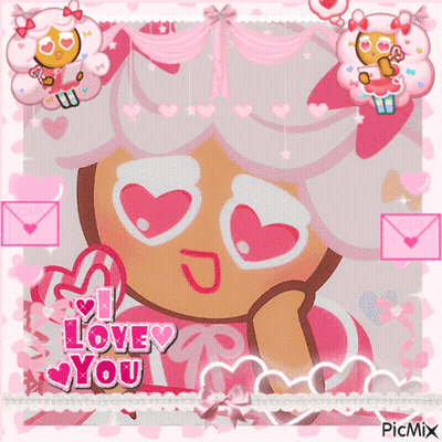 A Cookie With Hearts In Her Eyes And The Words I Love You GIF