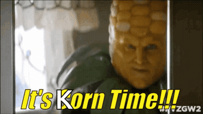 A Corn On The Cob Head Says It 'S Korn Time !!! GIF