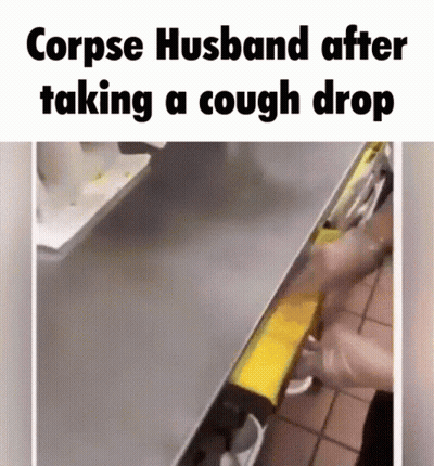 A Corpse Husband After Taking A Cough Drop Is Shown GIF