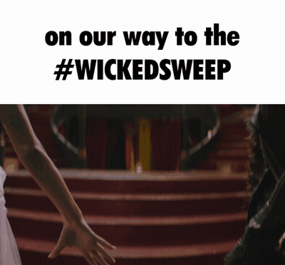 A Couple Holding Hands With The Words On Our Way To The #Wickedsweep Below Them GIF