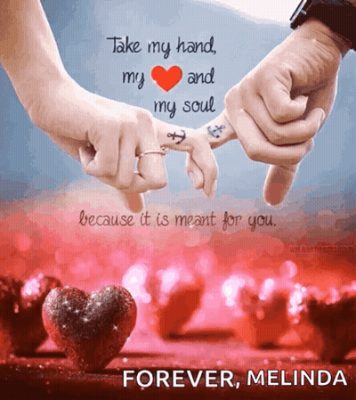 A Couple Holding Hands With The Words Take My Hand My Heart And My Soul GIF