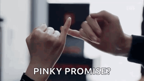 A Couple Is Making A Pinky Promise With Their Fingers . GIF