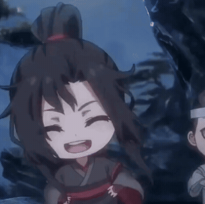A Couple Of Anime Characters Are Sitting Next To Each Other And One Is Smiling . GIF