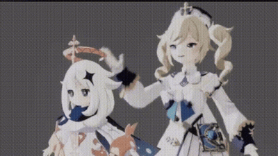 A Couple Of Anime Characters Are Standing Next To Each Other . GIF