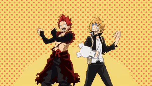 A Couple Of Anime Characters Are Standing Next To Each Other GIF