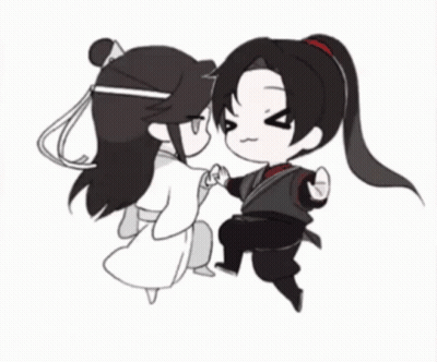 A Couple Of Anime Characters Holding Hands With A Heart In The Background GIF