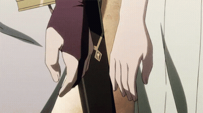 A Couple Of Anime Characters Holding Hands With A Key Between Them GIF