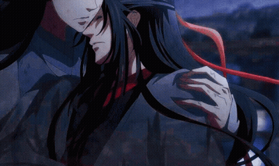 A Couple Of Anime Characters Hugging Each Other With Long Hair GIF