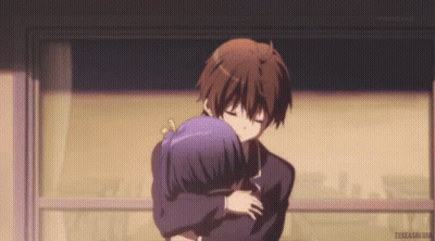 A Couple Of Anime Characters Hugging Each Other With Tokyo Mx On The Bottom Right GIF