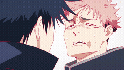 A Couple Of Anime Characters Looking At Each Other GIF