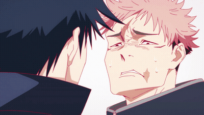 A Couple Of Anime Characters Looking At Each Other GIF