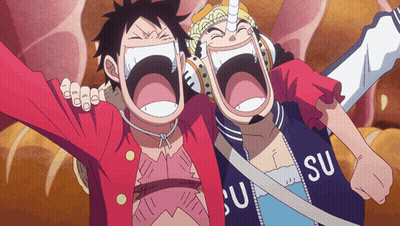 A Couple Of Anime Characters One Of Whom Is Wearing A Shirt That Says ' Su ' On It GIF