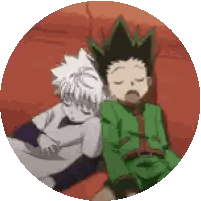 A Couple Of Anime Characters Sleeping On A Couch . Sticker