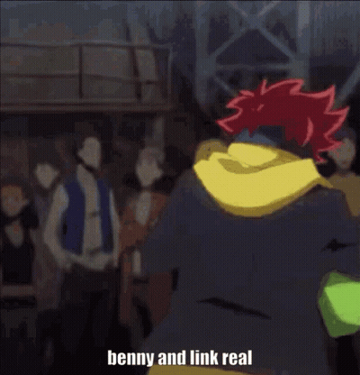 A Couple Of Anime Characters Standing Next To Each Other And One Of Them Is Making A Funny Face . GIF