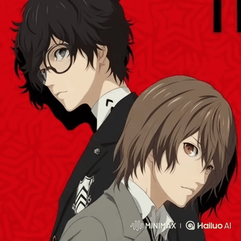 Anime Characters Standing Next To Each Other GIF