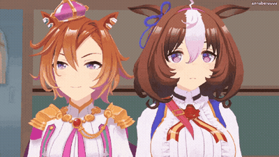 A Couple Of Anime Characters Standing Next To Each Other With A Watermark That Says Annaberu GIF