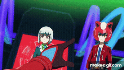 A Couple Of Anime Characters Standing Next To Each Other With Makeagif.com In The Bottom Right Corner GIF