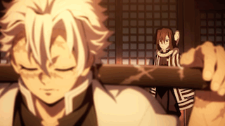 A Couple Of Anime Characters Standing Next To Each Other With One Holding A Stick GIF