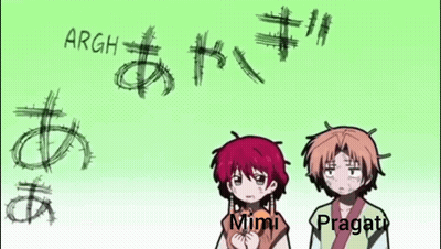 A Couple Of Anime Characters Standing Next To Each Other With The Words Argh Mimi Pragati Written On The Bottom GIF