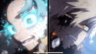 A Couple Of Anime Characters Standing Next To Each Other With Their Eyes Closed . GIF