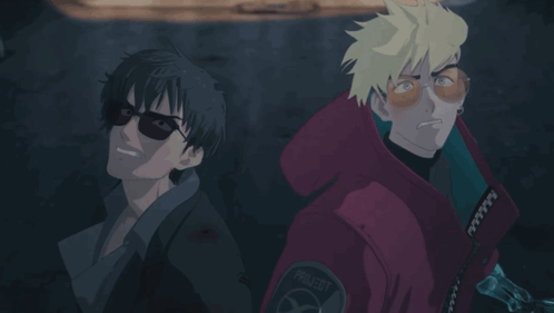 A Couple Of Anime Characters With One Wearing Glasses GIF