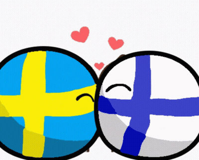 A Couple Of Balls With The Flags Of Sweden And Finland Kissing Each Other GIF