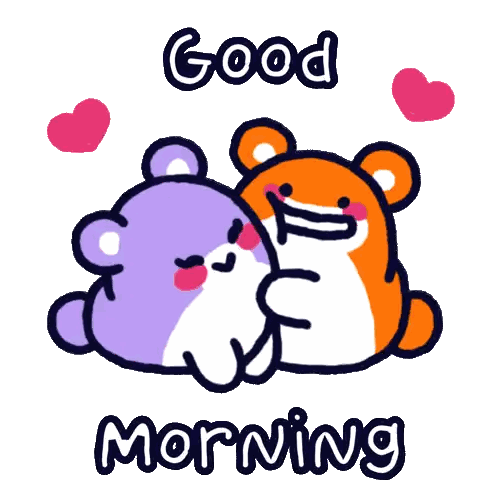 A Couple Of Bears Hugging Each Other With The Words Good Morning Sticker