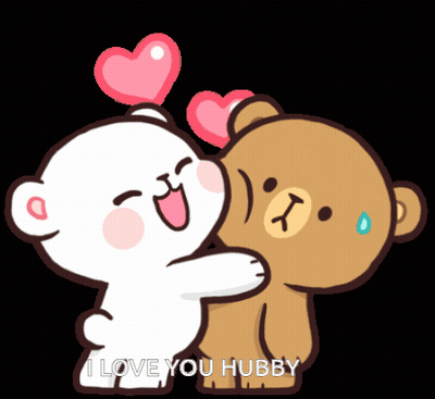 A Couple Of Bears Hugging Each Other With The Words I Love You Hubby GIF