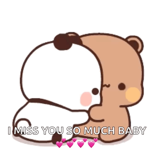 A Couple Of Bears Hugging Each Other With The Words I Miss You So Much Baby GIF