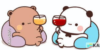 A Couple Of Bears Toasting With Wine Glasses GIF