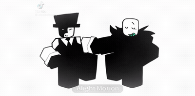 A Couple Of Black And White Cartoon Characters Are Standing Next To Each Other . GIF