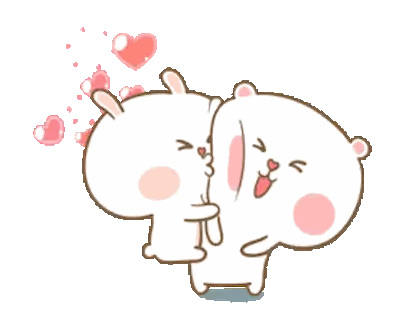 A Couple Of Cartoon Bears Hugging Each Other With Hearts Coming Out Of Their Ears Sticker