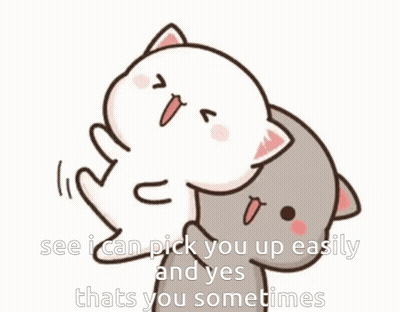 A Couple Of Cartoon Cats Giving Each Other High Fives GIF