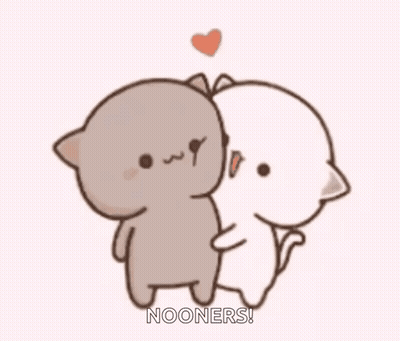 A Couple Of Cartoon Cats Hugging Each Other With A Heart . GIF
