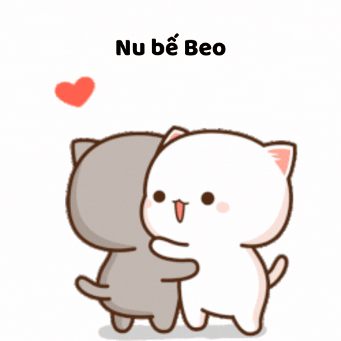 Cats Hugging With Nu Be Beo Text GIF