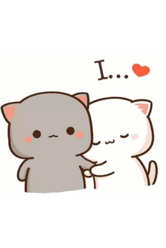 A Couple Of Cartoon Cats Hugging Each Other With The Words I Love Behind Them Sticker