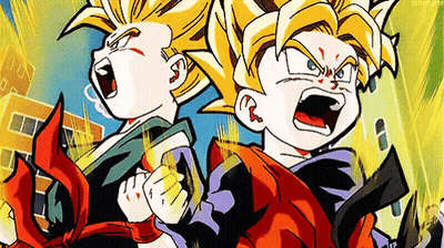 A Couple Of Cartoon Characters Are Standing Next To Each Other And Screaming . GIF