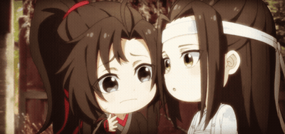 A Couple Of Cartoon Characters Looking At Each Other GIF