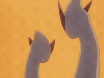 A Couple Of Cartoon Characters Looking At Each Other With Their Mouths Open GIF