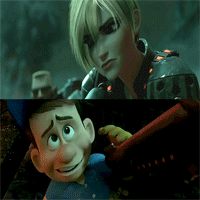 A Couple Of Cartoon Characters One Of Which Is A Man Holding A Wrench GIF