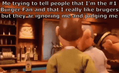 A Couple Of Cartoon Characters Standing Next To Each Other In A Bar Talking To Each Other . GIF