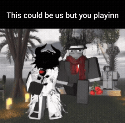 A Couple Of Cartoon Characters Standing Next To Each Other With A Caption That Says This Could Be Us But You Playinn . GIF
