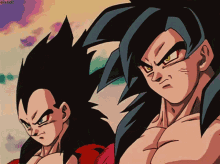 A Couple Of Cartoon Characters Standing Next To Each Other With One Having A Beard GIF