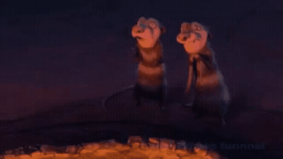 A Couple Of Cartoon Characters Standing Next To Each Other With The Words `` And You Died ? '' . GIF