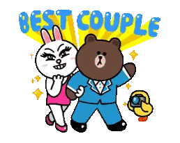 A Couple Of Cartoon Characters Standing Next To Each Other With The Words Best Couple In The Background Sticker