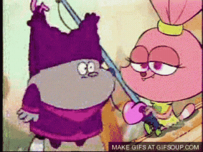 A Couple Of Cartoon Characters Standing Next To Each Other With The Words Make Gifs At Gifsoup.com Written On The Bottom GIF