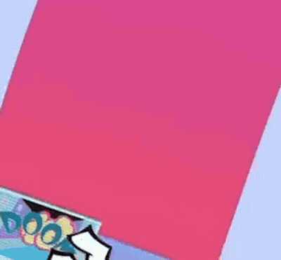A Couple Of Cartoon Characters Standing Next To Each Other With Their Arms In The Air . GIF